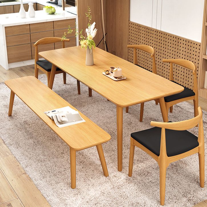 Natural Solid Wood Dining Table Rectangle Dining Table for Dining Room