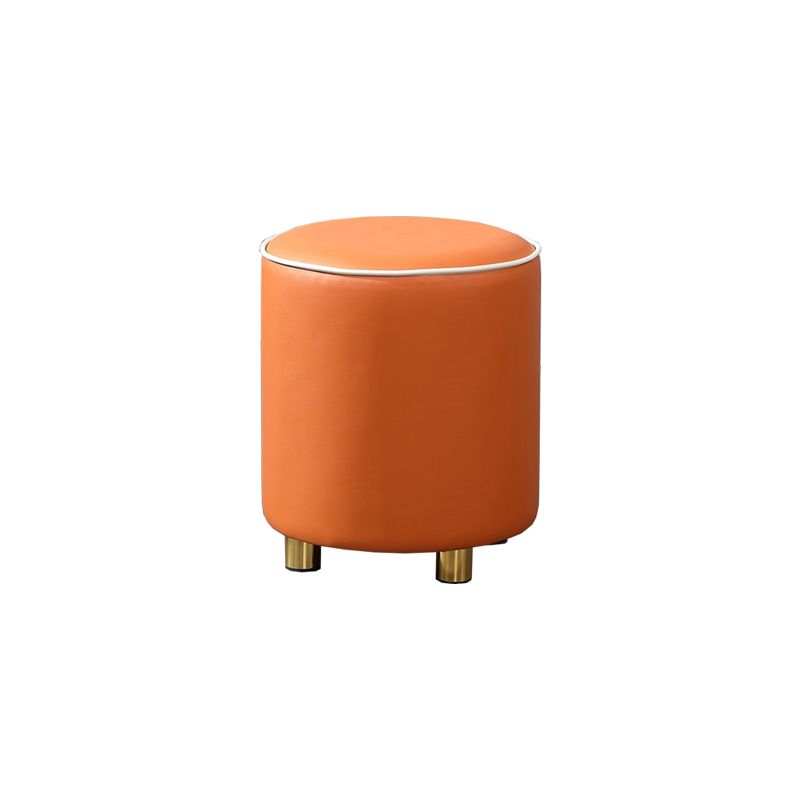 Orange Leather Round Standard Water Resistant Indoor Standard Clearhalo 'furn' 'furn_ottomans_poufs' 'Furniture' 'Living Room Furniture' 'Ottomans & Poufs' 'ottomans_poufs' 1200x1200_b43f40c3-c299-427e-b35d-f0474ce1f39a