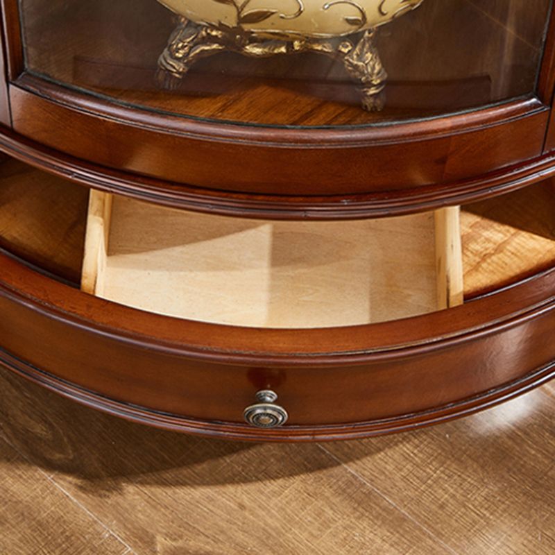 Midden-eeuwse moderne accentkast rubberhoutkast met glas in paniek