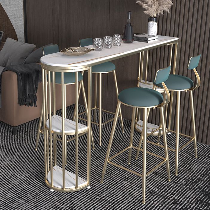 Modern Stone Storage Pub Height Dining Table Double Pedestal Indoor Bar Table, Only Table Clearhalo 'Bar Furniture' 'Bar Tables' 'bar_tables' 'furn' 'furn_bar_tables' 'Furniture' 'furniture_bar_tables' 'Kitchen & Dining Furniture' 'kitchen&dining_furn' 'kitchen' 1200x1200_b44312e6-7d9a-4c29-8cad-63f6fc80e9ae