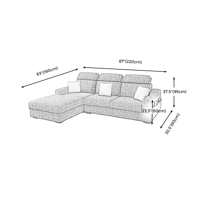 Grey Contemporary Sloped Arm Sofa with Bolster Pillows for Living Room Clearhalo 'furn' 'furn_sectionals' 'Furniture' 'furniture_sectionals' 'kitchen' 'kitchen_sectionals' 'Living Room Furniture' 'Sectionals' 1200x1200_b444445e-2d25-422e-8f17-98019c2dbc06