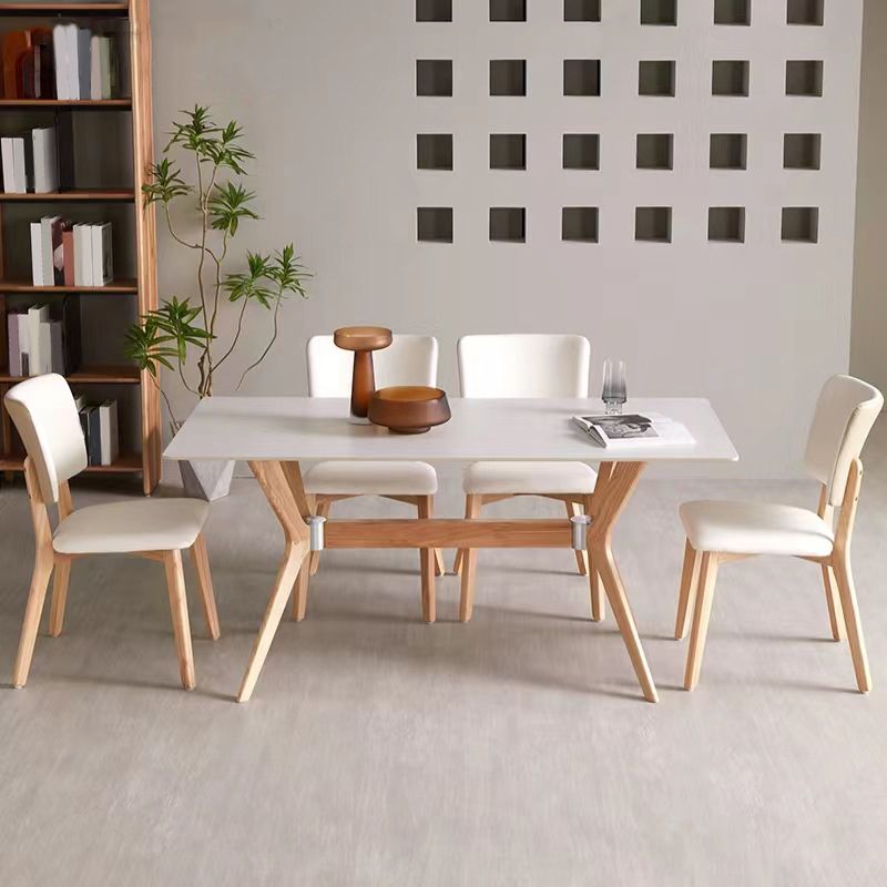 Set di dinette bianca con cornice in legno 1/2/5/7 PC set da pranzo in pietra moderno