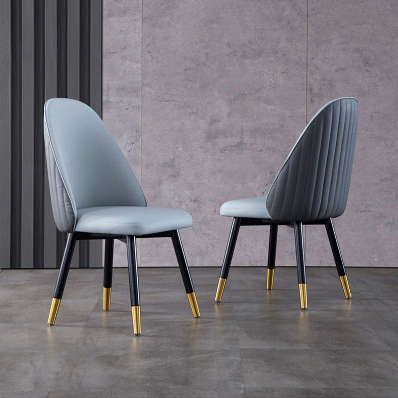 Wood Leather Scandinavian Style Dining Chair Armless Solid Back Chair Clearhalo ' kitchen&dining_furn' 'Dining Chairs' 'Dining Tables & Seating' 'dining_chair' 'furn' 'furn_dining_chair' 'Furniture' 'furniture_dining_chair' 'Kitchen & Dining Furniture' 'kitchen' 1200x1200_b4458737-2d3b-4c4a-93cd-71341a044f9b