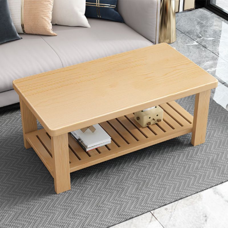 Nordic Style Coffee Table with Rectangular Solid Wood Base 4 Legs Clearhalo 'Coffee & Accent Tables' 'Coffee Tables' 'coffee_tables' 'furn' 'furn_coffee_tables' 'Furniture' 'Living Room Furniture' 1200x1200_b44596e7-2a27-4097-a9ee-bedff179ba94