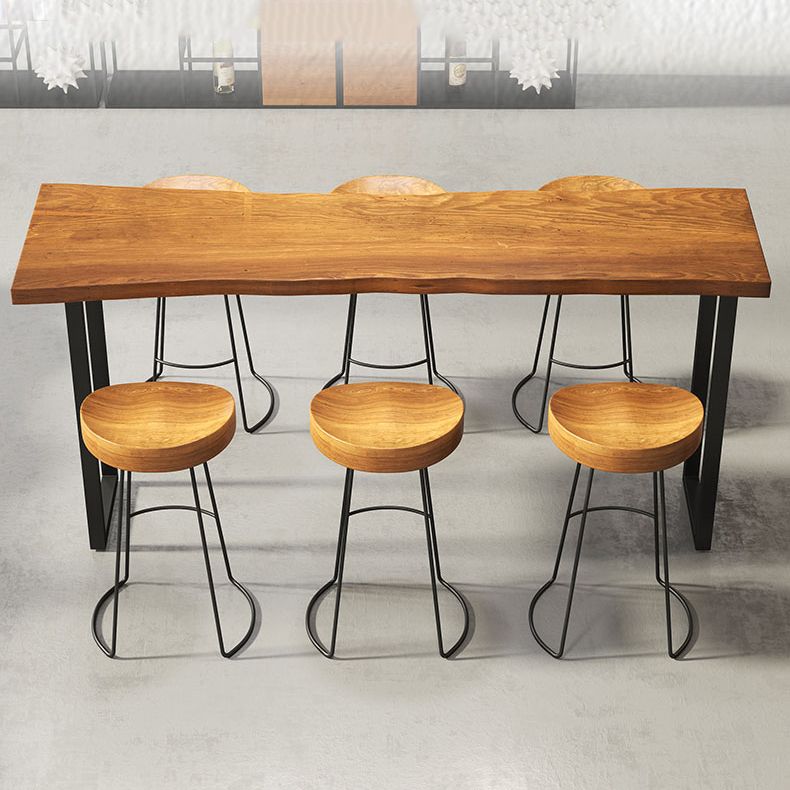 Industrial Style Bar Table Set 1/4/7 Pieces Rectangle Solid Wood Counter Table Set Clearhalo 'Bar Furniture' 'furn' 'furn_home_bar_bar_sets' 'Furniture' 'Home Bars & Bar Sets' 'home_bar_bar_sets' 'Kitchen & Dining Furniture' 1200x1200_b445dedb-bdf0-41d8-97c3-9e5df0bb99f9
