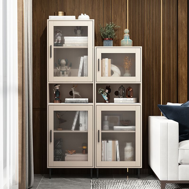 Modern Wooden Storage Cabinet with 2 Glass Doors and Storage Shelf