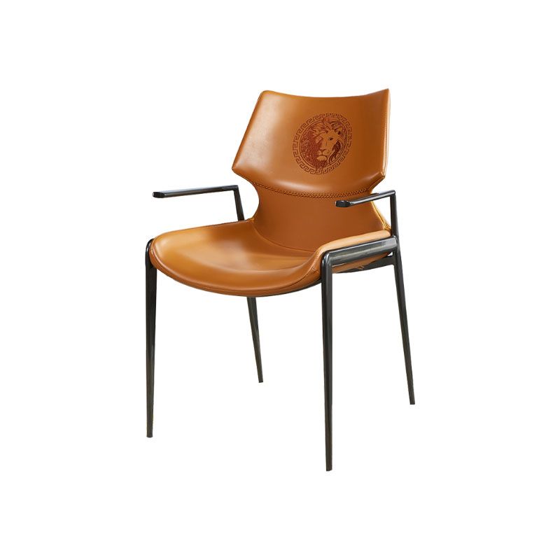 Faux Leather Dining Chairs Industrial Style Patio Dining Chair with Black Legs Clearhalo 'Dining Chairs' 'Dining Tables & Seating' 'dining_chair' 'furn' 'furn_dining_chair' 'Furniture' 'Kitchen & Dining Furniture' 1200x1200_b447e1c7-fd9b-4d5c-8226-71972b8f1812