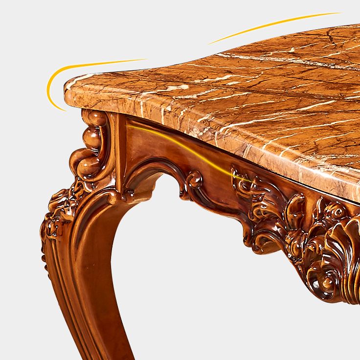 Rectangle Victorian Style Dining Table Brown Tone Fixed Table with Marble Clearhalo ' dining_table' 'Dining Tables & Seating' 'Dining Tables' 'furn' 'furn_dining_table' 'Furniture' 'furniture_dining_table' 'Kitchen & Dining Furniture' 'kitchen&dining_furn' 'kitchen' 'kitchen_dining_table' 1200x1200_b448dcf8-171e-4026-9882-00ab477af762
