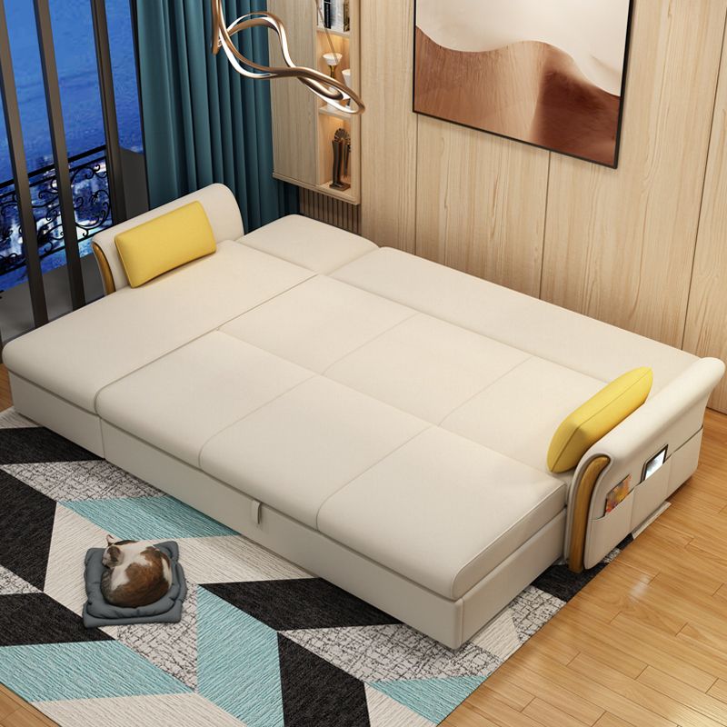 Cotton Blend and Faux Leather Convertible Sectionals Sofas with Storage in Yellow Clearhalo 'furn' 'furn_sectionals' 'Furniture' 'furniture_sectionals' 'kitchen' 'kitchen_sectionals' 'Living Room Furniture' 'Sectionals' 1200x1200_b4495c55-ab3a-491a-a010-db1b21fe2f45