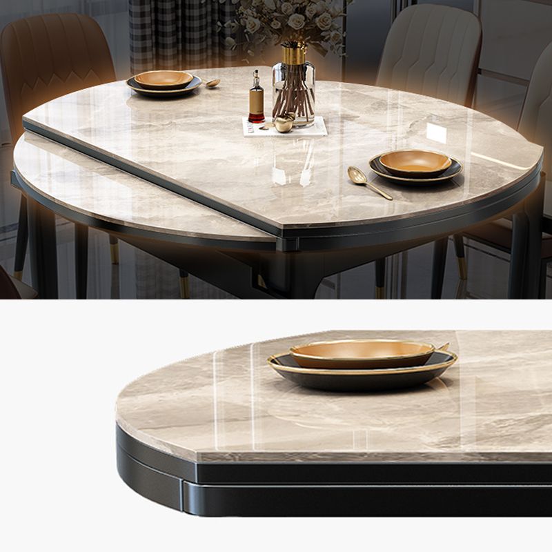 Modern Rectangle Shape Dining Set Sintered Stone Top Dining Table Furniture with Self-Storing¬†Leaf Clearhalo 'Dining Room Sets' 'Dining Tables & Seating' 'dining_room_set' 'Furniture' 'furniture_dining_room_set' 'Kitchen & Dining Furniture' 'kitchen&dining_furn' 'kitchen' 1200x1200_b4498907-e6b4-4bdb-9e06-678ef3ad1b28