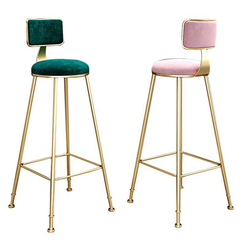 Glam Armless Backrest Counter Stool Steel Cashier Bar Stool with Flannel Cushion and Pedal Clearhalo 'Bar Furniture' 'Bar Stools' 'bar_stools' 'furn' 'furn_bar_stools' 'Furniture' 'furniture_bar_stools' 'Kitchen & Dining Furniture' 1200x1200_b44a74b2-f919-4ef7-bb34-32310f03aa60
