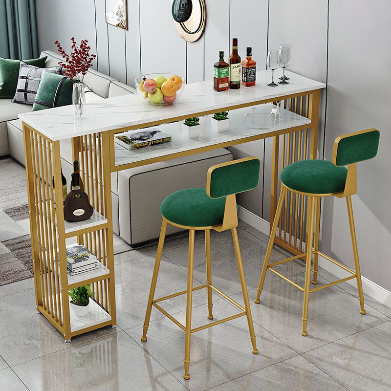 Glam Indoor Bar-Esstisch, rechteckiger Barhocker-Tisch aus Marmor