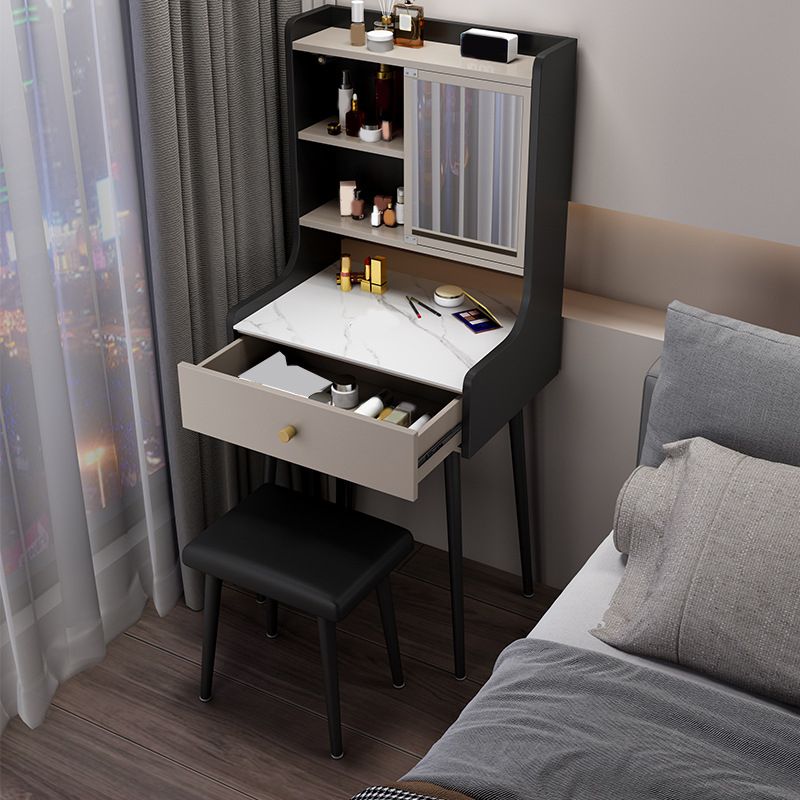 Tweedelige moderne gespiegelde ijdelheid set zwart/grijs gemanipuleerd houten dressoir