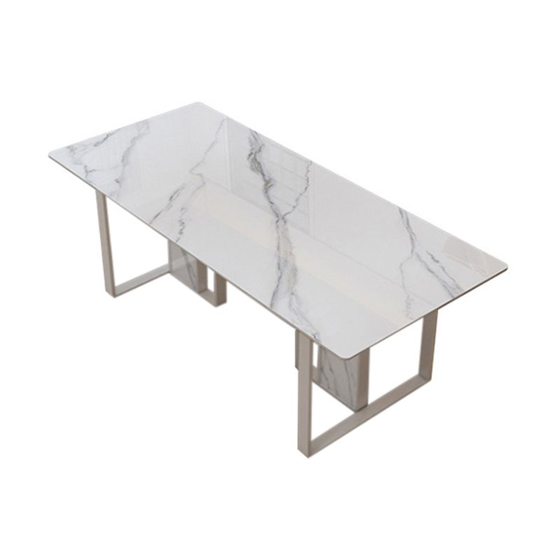 Mesa de comedor de piedra estilo Glam, mesa de comedor de 4 patas para comedor