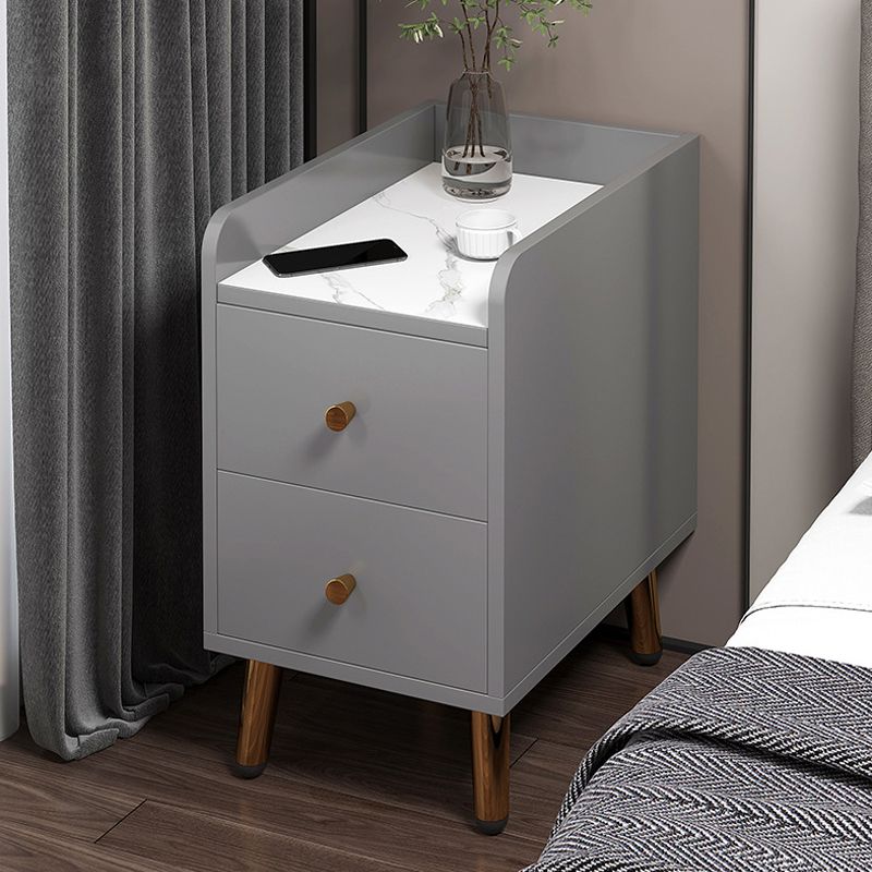 2 Drawers Bedside Cabinet Glam Legs Included Nightstand ,18.1" Tall Clearhalo 'Bedroom Furniture' 'furn' 'furn_night_stand' 'Furniture' 'night_stand' 'Nightstands' 1200x1200_b44d0f65-2aaf-4e27-938d-60d48a0b8b7d