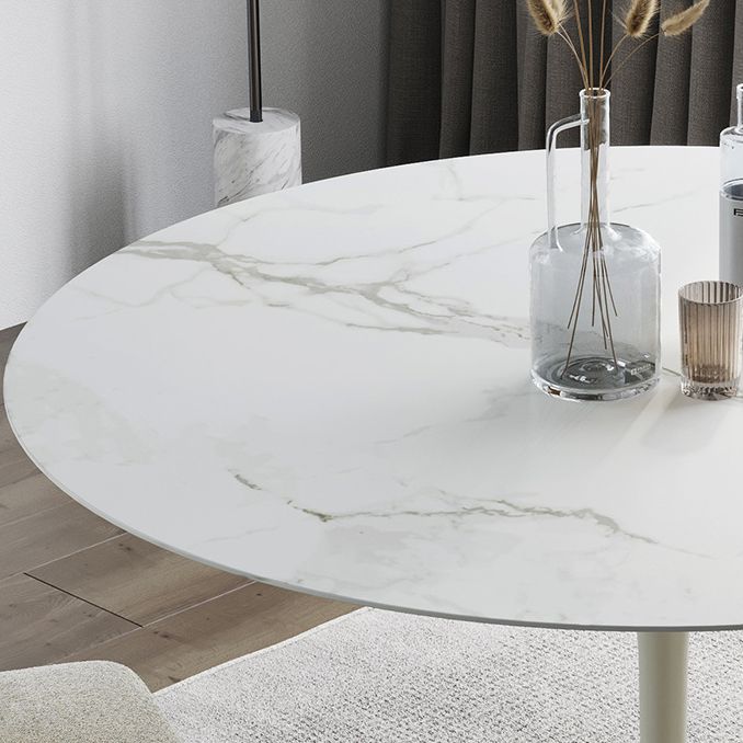 Contemporary Round Dining Table Sintered Stone Table with Brass Tulip Base Clearhalo ' dining_table' 'Dining Tables & Seating' 'Dining Tables' 'furn' 'furn_dining_table' 'Furniture' 'furniture_dining_table' 'Kitchen & Dining Furniture' 'kitchen&dining_furn' 'kitchen' 'kitchen_dining_table' 1200x1200_b44df1aa-de51-42a6-a2e4-b427ec39239e