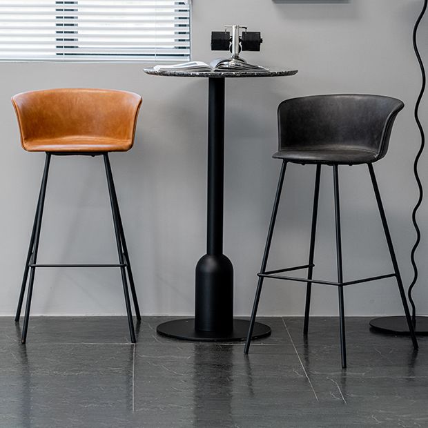 Indoor Leather Bar & Counter Stool Industrial Footrest Low Back Bucket Counter Chair Clearhalo 'Bar Furniture' 'Bar Stools' 'bar_stools' 'furn' 'furn_bar_stools' 'Furniture' 'Kitchen & Dining Furniture' 1200x1200_b44e074d-f4d6-4fc7-9710-c1bc80f02104