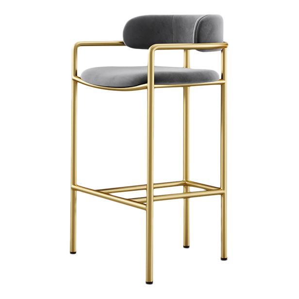 Glam Counter Height Stool Armed Upholstered Bar Stools with Metal Base Clearhalo 'Bar Furniture' 'Bar Stools' 'bar_stools' 'furn' 'furn_bar_stools' 'Furniture' 'Kitchen & Dining Furniture' 1200x1200_b44e1010-3067-40a6-b25d-301b68e83d64