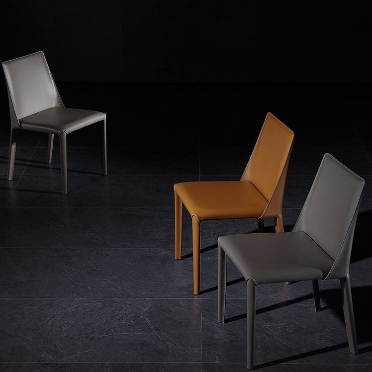 Glam Dining Room Armless Chairs Faux Leather Metal Base Dining Chairs Clearhalo 'Dining Chairs' 'Dining Tables & Seating' 'dining_chair' 'furn' 'furn_dining_chair' 'Furniture' 'furniture_dining_chair' 'Kitchen & Dining Furniture' 1200x1200_b44e4763-ec97-4358-8b1b-7b859830131a