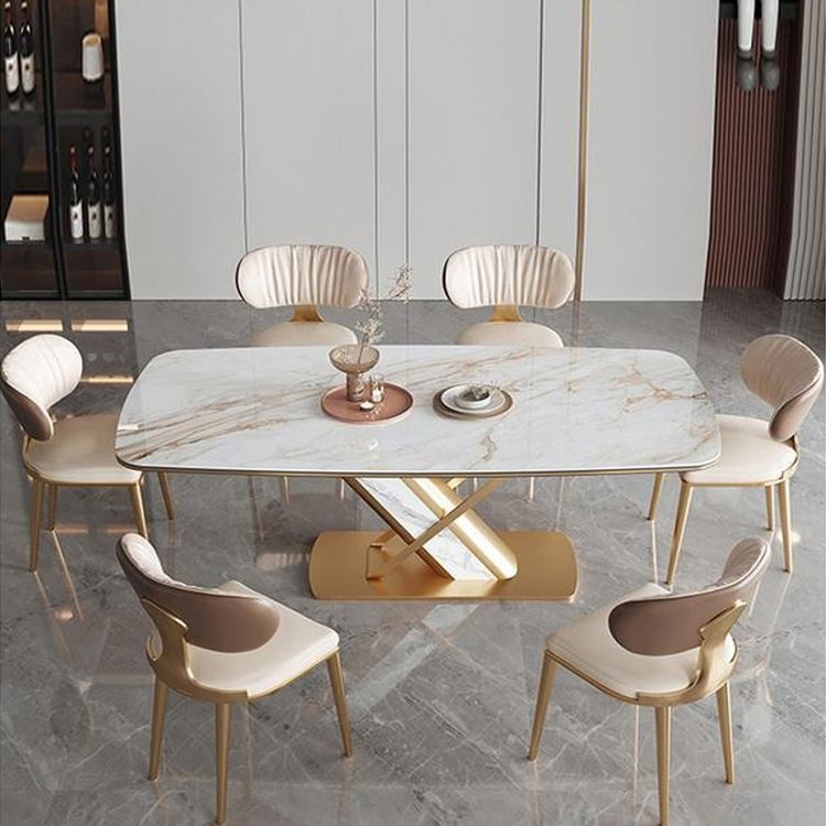 Luxurious Sintered Stone Top Dining Set Rectangle 1/2/5/7 Pieces Dining Room Table Set Clearhalo 'Dining Room Sets' 'Dining Tables & Seating' 'dining_room_set' 'furn' 'furn_dining_room_set' 'Furniture' 'Kitchen & Dining Furniture' 1200x1200_b44ec4af-f404-405a-ac58-c52127e590a9