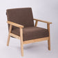 Solid Wood Solid Color Sofa Stationary Sewn Pillow Back Settee for Living Room
