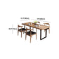 Rectangular Solid Wood Restaurant Dining Table Modern Brown Furniture with Double Pedestal