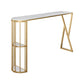 Glam Gold Iron Bar Table Faux Marble White Specialty Top 41.3"H Bistro Table Clearhalo 'Bar Furniture' 'Bar Tables' 'bar_tables' 'furn' 'furn_bar_tables' 'Furniture' 'furniture_bar_tables' 'Kitchen & Dining Furniture' 1200x1200_b450d34a-2f08-4e52-a7e8-f29c2c454fc2
