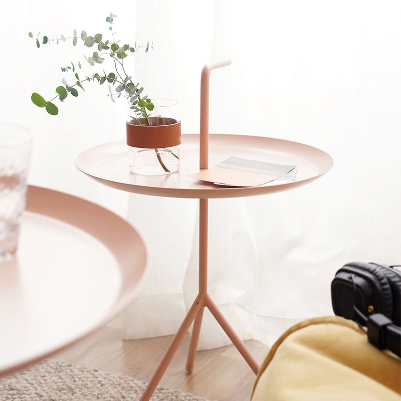 21.6"/25.5" Tall Metal Pedestal End Table Round Tray Top Side End Table Clearhalo 'Coffee & Accent Tables' 'End & Side Tables' 'end_side_table' 'Furniture' 'furniture_end_side_table' 'Living Room Furniture' 1200x1200_b452650f-6c2e-49a9-9ba7-1b17243c6747