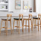 Modern Armless Backrest Counter Stool Oak Wood Cafe Bar Stool with Cushion and Pedal