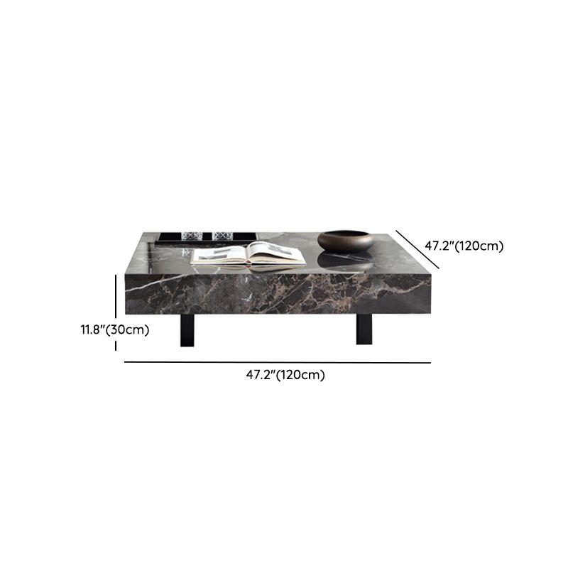 Glam Square Slate Coffee Table Stainless Steel Sled Cocktail Table Clearhalo 'Coffee & Accent Tables' 'Coffee Tables' 'coffee_tables' 'furn' 'furn_coffee_tables' 'Furniture' 'Living Room Furniture' 1200x1200_b4554b40-c55d-4dea-9a53-889d8a31fce0