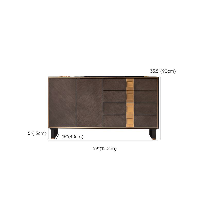 Server a 2 porte in legno ingegnerizzato in legno con gambe in legno massiccio