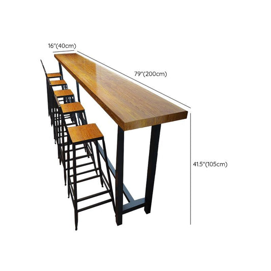 黒と金属のベーステーブル天然長方形ソリッドウッドバーテー​​ブル