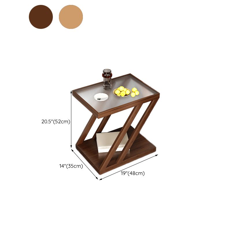 Rettangolare in legno in legno in vetro contemporaneo con tavolino