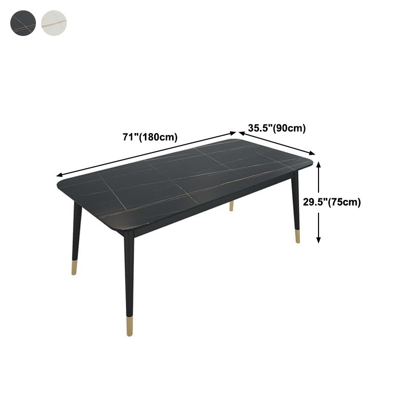 Stone Top Dining Table Contemporary Rectangle Table with 4 Black Legs Clearhalo 'Dining Tables & Seating' 'Dining Tables' 'dining_table' 'furn' 'furn_dining_table' 'Furniture' 'furniture_dining_table' 'Kitchen & Dining Furniture' 'kitchen' 'kitchen_dining_table' 1200x1200_b45d15eb-4dc8-42c6-b7f5-4881fe38fa2f