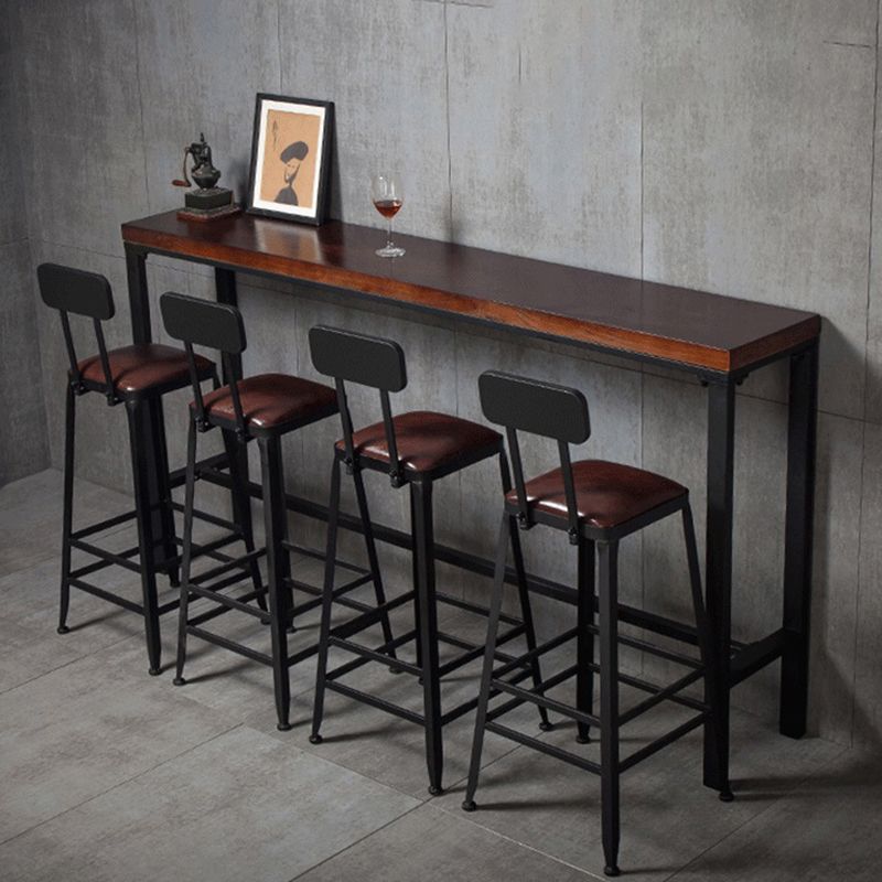 Mesa de mostrador de barra rectángulo mesa de barra industrial con base de metal