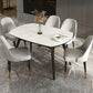 Round Extendable Dining Table Modern Stone Tabletop with Solid Wood Legs Clearhalo 'Dining Tables & Seating' 'Dining Tables' 'dining_table' 'furn' 'furn_dining_table' 'Furniture' 'Kitchen & Dining Furniture' 1200x1200_b45f5d5e-9949-46d0-acf7-0882d1976730