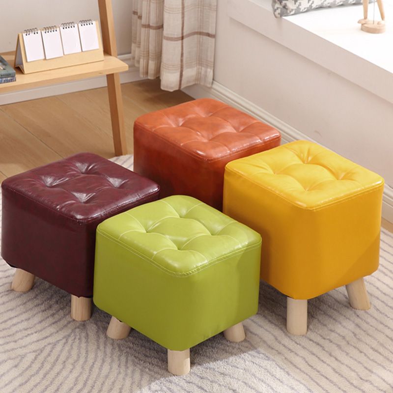 Water Resistant Pouf Tufted Whole Colored Square Faux Leather Pouf Stool Clearhalo 'furn' 'furn_ottomans_poufs' 'Furniture' 'Living Room Furniture' 'Ottomans & Poufs' 'ottomans_poufs' 1200x1200_b45fbe12-b0ed-4757-ada9-8f921cdb7f6e