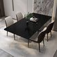 Modern Rectangle Dining Table Black Top Sintered Stone Table for Home Clearhalo 'Dining Tables & Seating' 'Dining Tables' 'dining_table' 'furn' 'furn_dining_table' 'Furniture' 'Kitchen & Dining Furniture' 1200x1200_b45fd0a3-0ab9-4d27-9edf-769d82328c41