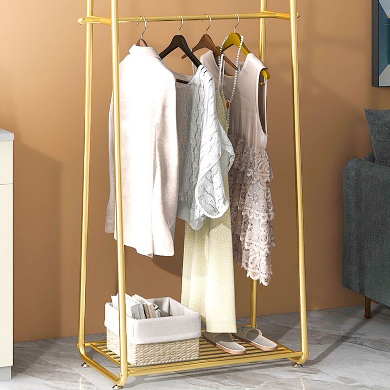 Glam Coat Rack Metal Framed Hanging Rail and Lower Shelf Coat Hanger Clearhalo 'Entry & Mudroom Furniture' 'furn' 'furn_hall_tree_coat_racks' 'Furniture' 'Hall Trees & Coat Racks' 'hall_tree_coat_racks' 1200x1200_b46347e5-7c11-4f6c-b5d9-731241640689