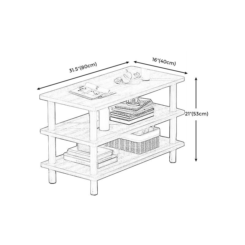 Scandinavian Wood Top End Table 4 Legs Sofa Side Table with Storage