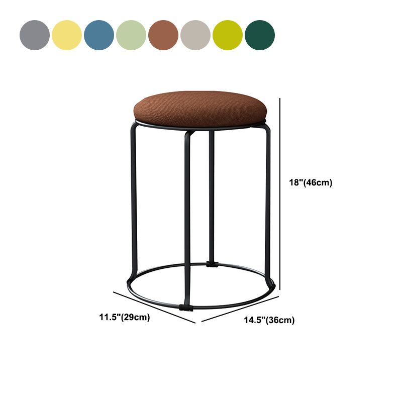 Linen Blend Ottoman Metal Frame Round Upholstered Contemporary Solid Pouf Clearhalo 'furn' 'furn_ottomans_poufs' 'Furniture' 'Living Room Furniture' 'Ottomans & Poufs' 'ottomans_poufs' 1200x1200_b4659f52-d492-4d2f-9ad2-ac0c60bf8cd4