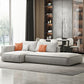 Simple Light-grey Sofa/Sectional with Faux Leather and Pillowed Back Cushions Clearhalo 'furn' 'furn_sectionals' 'Furniture' 'furniture_sectionals' 'kitchen' 'kitchen_sectionals' 'Living Room Furniture' 'Sectionals' 1200x1200_b465edf3-aff8-4f13-9eab-ea4a917f89f9