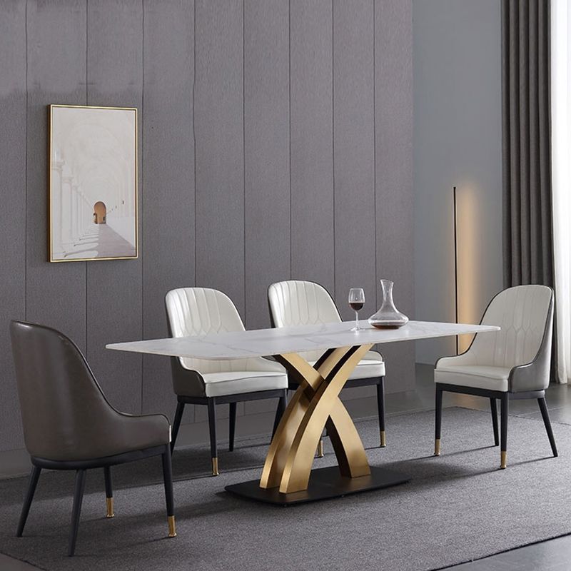 Modern 1/4/5/7 Pieces Dining Set White Rectangle Sintered Stone Dining Table Set Clearhalo 'Dining Room Sets' 'Dining Tables & Seating' 'dining_room_set' 'furn' 'furn_dining_room_set' 'Furniture' 'furniture_dining_room_set' 'Kitchen & Dining Furniture' 'kitchen&dining_furn' 'kitchen' 1200x1200_b46790bd-3374-459c-8bc7-0ede7ef1f256