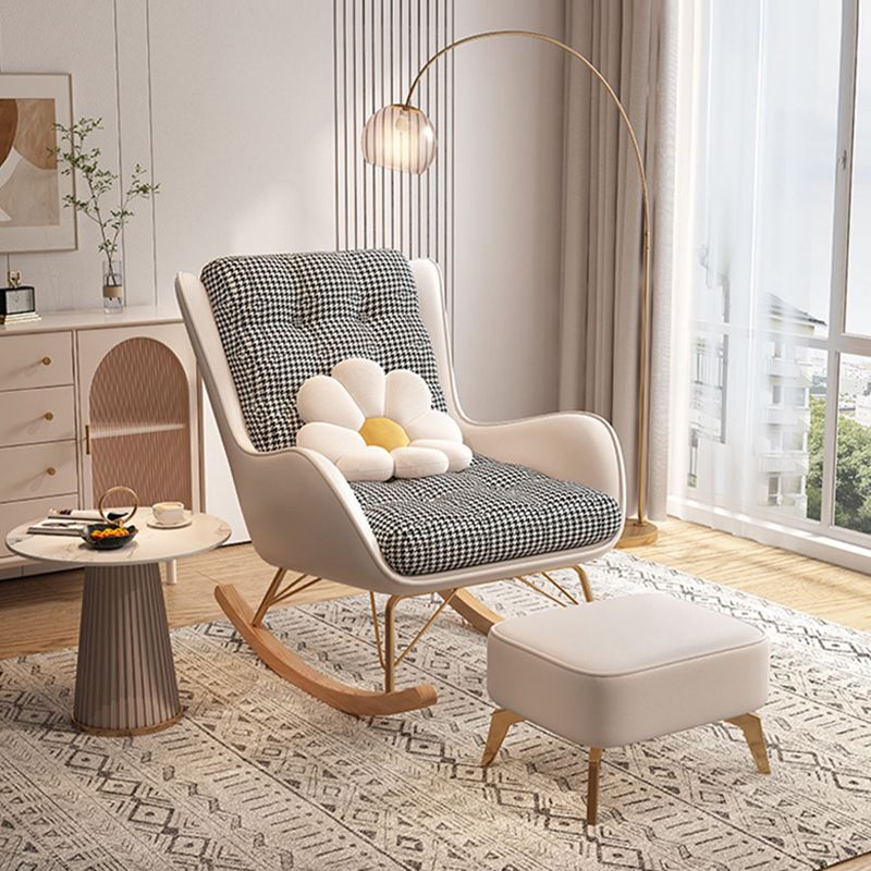 Chaise à bascule moderne coussins touffés rembourrés avec planeur de jambes légères