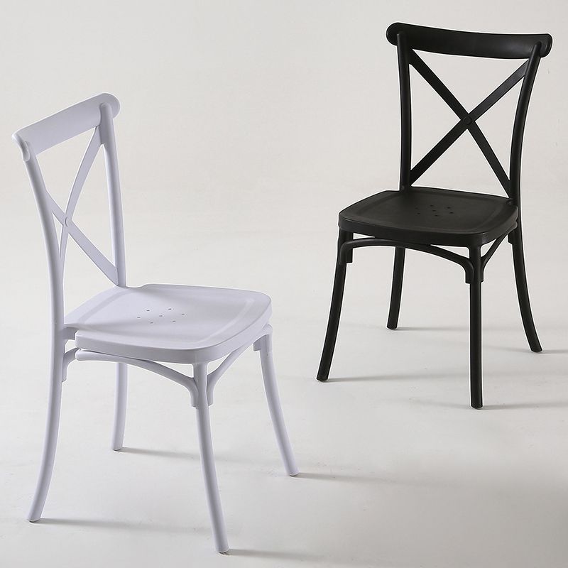 Modern Style Plastic Dining Chair of 17'' Wide Cross Back Side Chair for Kitchen Clearhalo ' kitchen&dining_furn' 'Dining Chairs' 'Dining Tables & Seating' 'dining_chair' 'furn' 'furn_dining_chair' 'Furniture' 'furniture_dining_chair' 'Kitchen & Dining Furniture' 'kitchen' 1200x1200_b469ed0d-783e-4cf9-98e5-fbc23a5b5ceb