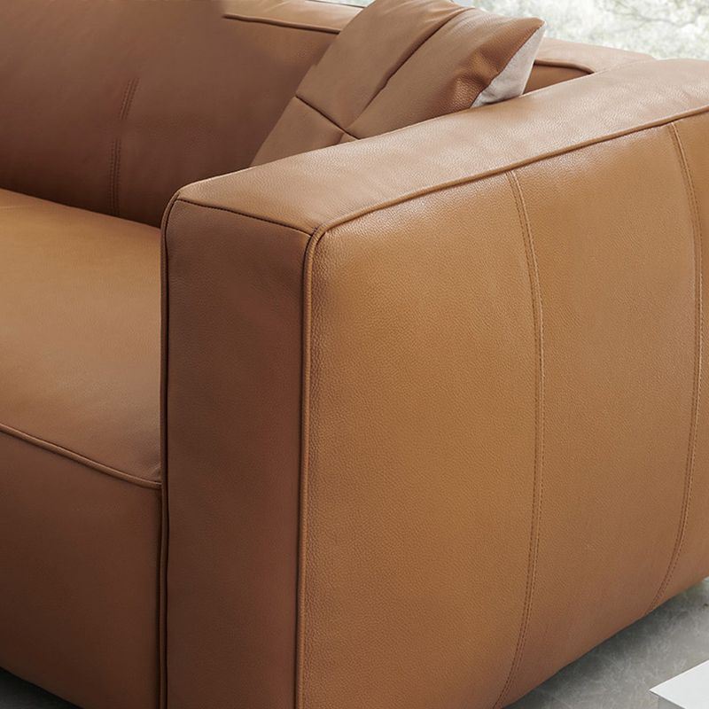 24.80"H Genuine Leather Square Arm Sofa with Tight Back for Living Room Clearhalo 'furn' 'furn_sofas' 'Furniture' 'furniture_sofas' 'kitchen' 'kitchen_sofas' 'Living Room Furniture' 'Sofa' 'sofas' 1200x1200_b46a4d50-994e-4cc4-b57a-56c46e6c1d27