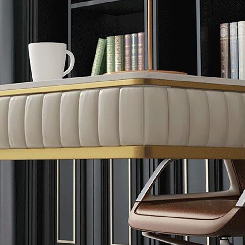 Glam Style Pedestal Writing Desk Curved 1-drawer Office Desk Clearhalo 'furn' 'furn_office_desk' 'Furniture' 'furniture_office_desk' 'Office Desks' 'Office Furniture' 'office_desk' 1200x1200_b46d3205-3d75-4249-a882-094e6d89cd68