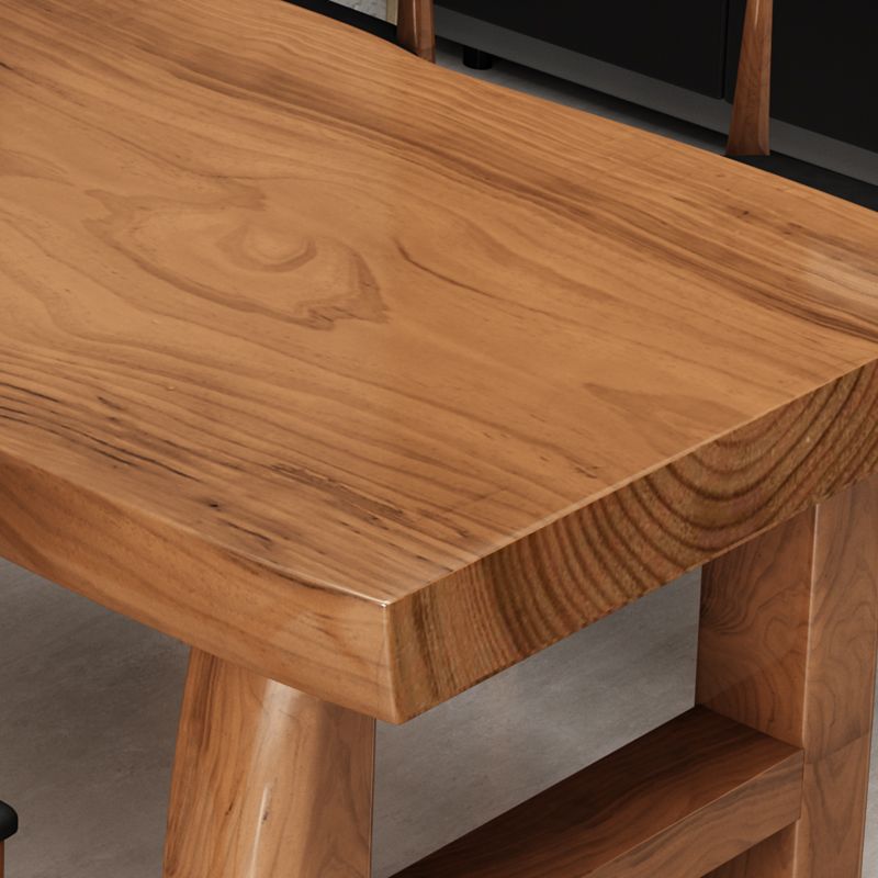 Mesa de comedor rectangular con pedestal doble, mesa moderna de madera de pino para uso en cocina