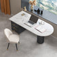 Schiereiland Pedestal Office Desk Glam Writing Desk met metalen benen