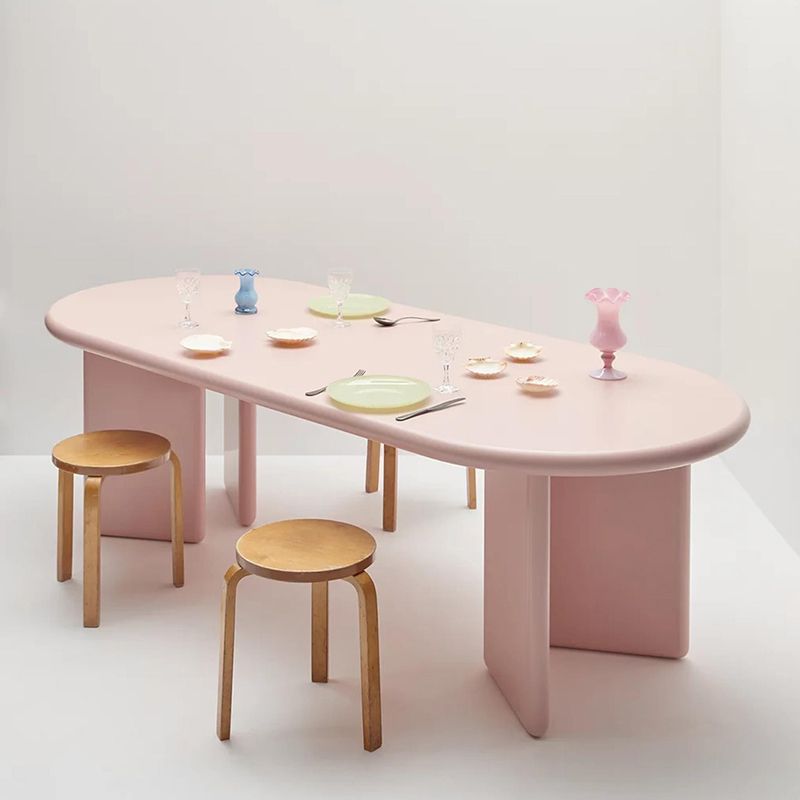 Modern Style Dining Table Oval Solid Wood Dining Table with Double Pedestal Base Clearhalo ' dining_table' 'Dining Tables & Seating' 'Dining Tables' 'furn' 'furn_dining_table' 'Furniture' 'furniture_dining_table' 'Kitchen & Dining Furniture' 'kitchen&dining_furn' 'kitchen' 'kitchen_dining_table' 1200x1200_b46e899e-ed8b-4c76-964b-dcb5226fe369